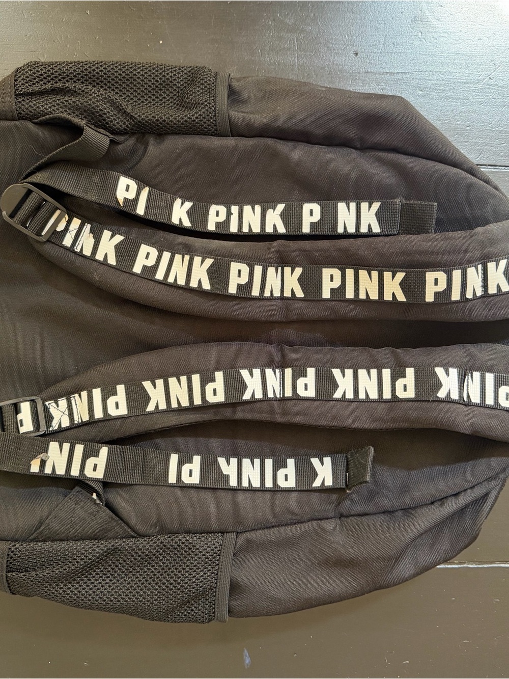 PINK Victoria's Secret Black Canvas Backpack with Logo - Picture 2 of 4
